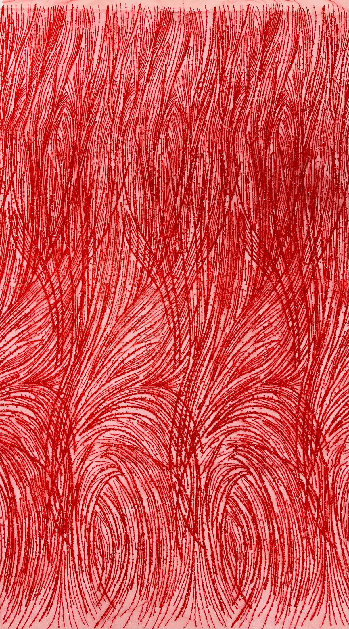 Shell Glitter Design Mesh Lace Fabric - Glitter Shell Pattern, 54" Width (1 Yard)