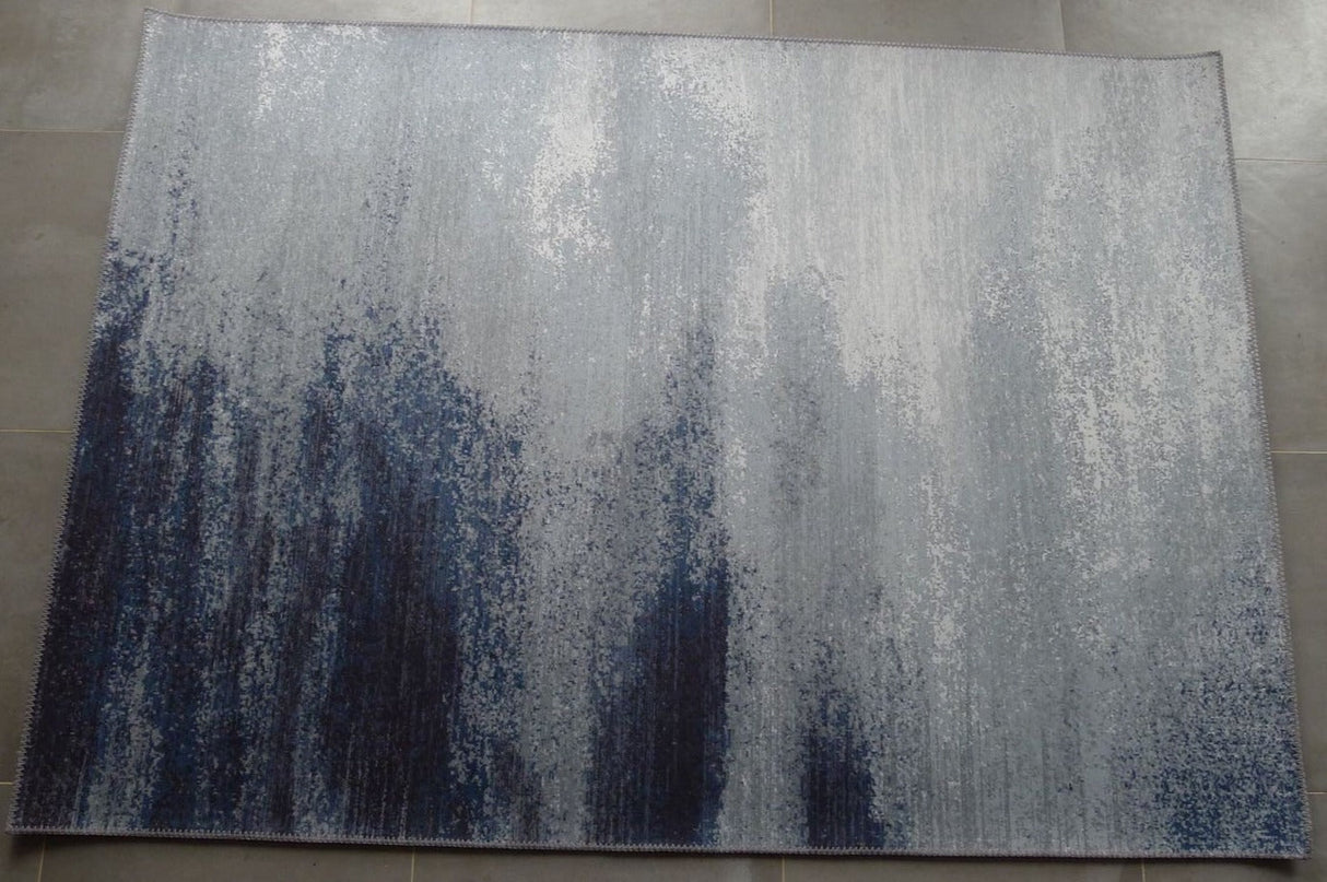 Vintage Blue Faded Comfort Print Design Area Rug Carpet - Blue Faded Print, 7'6" X 10'3" (1 Piece)