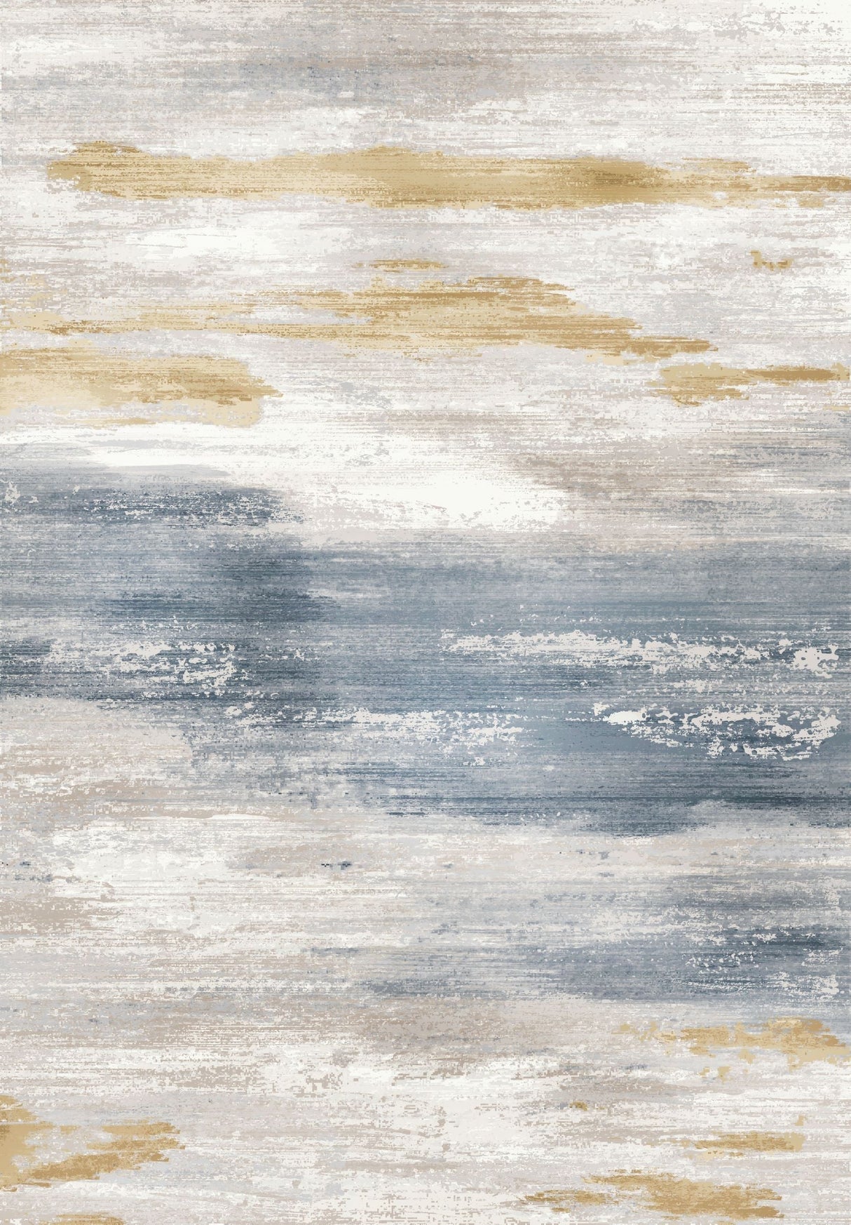 Comfort Art Design Polyester Fabric - Beige Faded Vintage Print, Cotton Backing, Flat Weave Pile (5' X 7')
