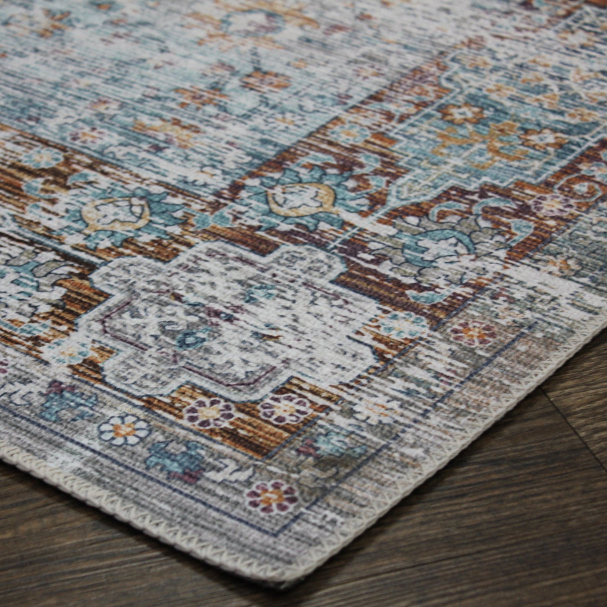Beige Vintage Faded Design Printed Style Area Rug Carpet - Rose, Printed Pattern, 5' X 7' (1 Piece)
