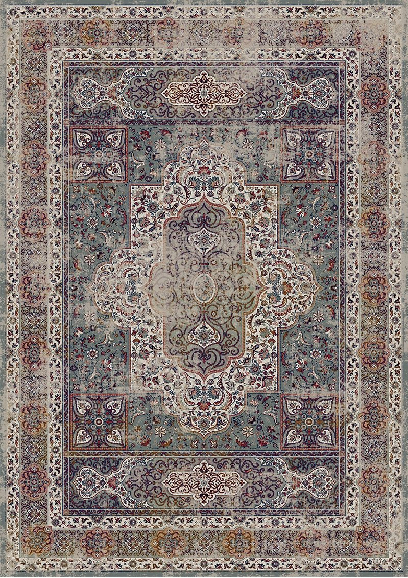 Brown Cooper Polypropylene Fabric - Vintage Faded Print Style, Black, 5' X 7' (1 Unit)