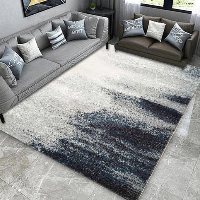Vintage Blue Faded Comfort Print Design Area Rug Carpet - Blue Faded Print, 7'6" X 10'3" (1 Piece)