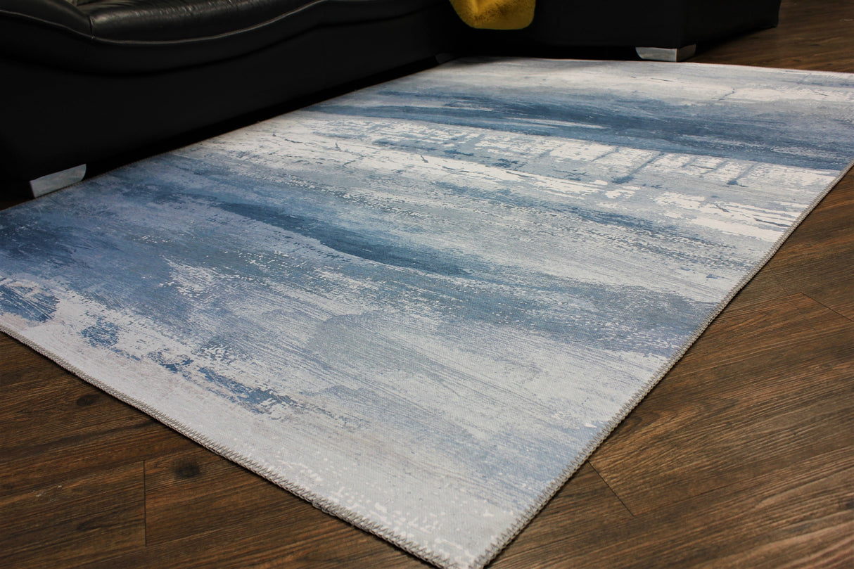 Blue Meadow Comfort Print Art Design Polypropylene Rug - Blue, Printed, 7'6" X 10'3" (1 Rug)