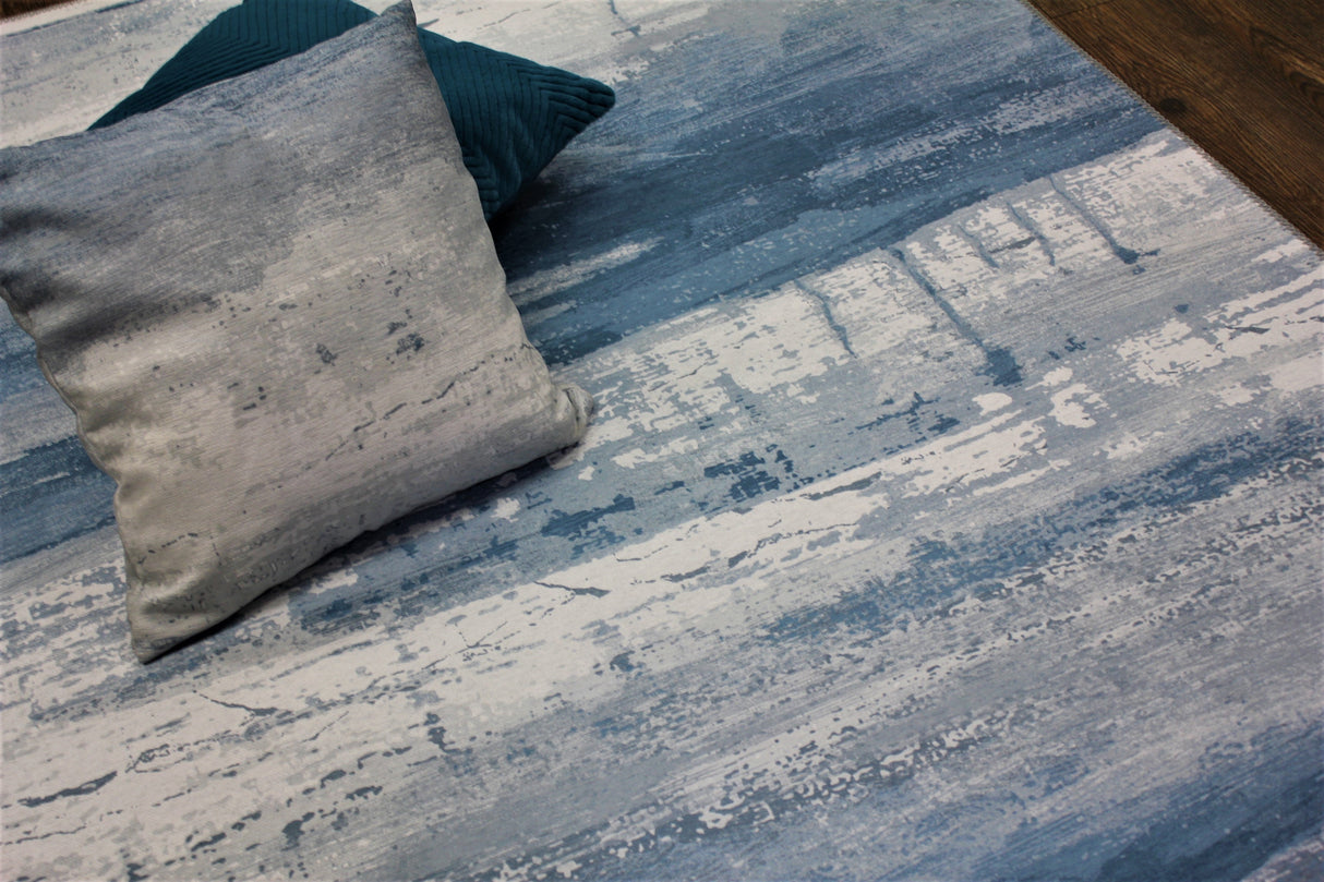 Blue Meadow Comfort Print Art Design Polypropylene Rug - Blue, Printed, 7'6" X 10'3" (1 Rug)