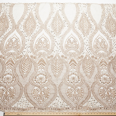 1 Yard Luxurious Beaded & Sequined Embroidered Lace Fabric 50/52" Wide