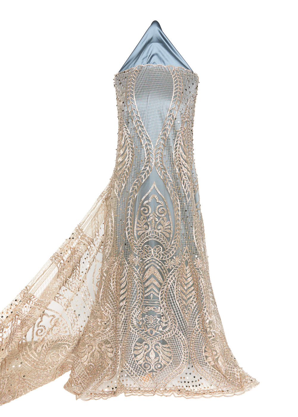 1 Yard Sophisticated Embroidered Beaded Sequined Lace Fabric 50/52" Wide Polyester for Wedding & Couture