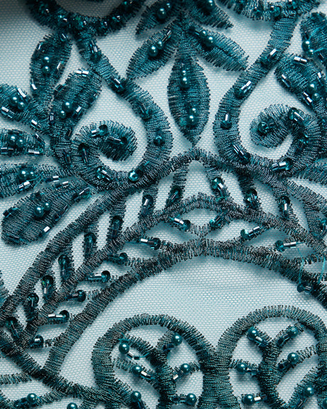 1 Yard Sophisticated Embroidered Beaded Sequined Lace Fabric 50/52" Wide Polyester for Wedding & Couture