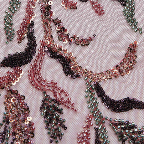 1 Yard Embroidered Lace Fabric Beaded & Sequined with Rich Design, 50/52" Wide