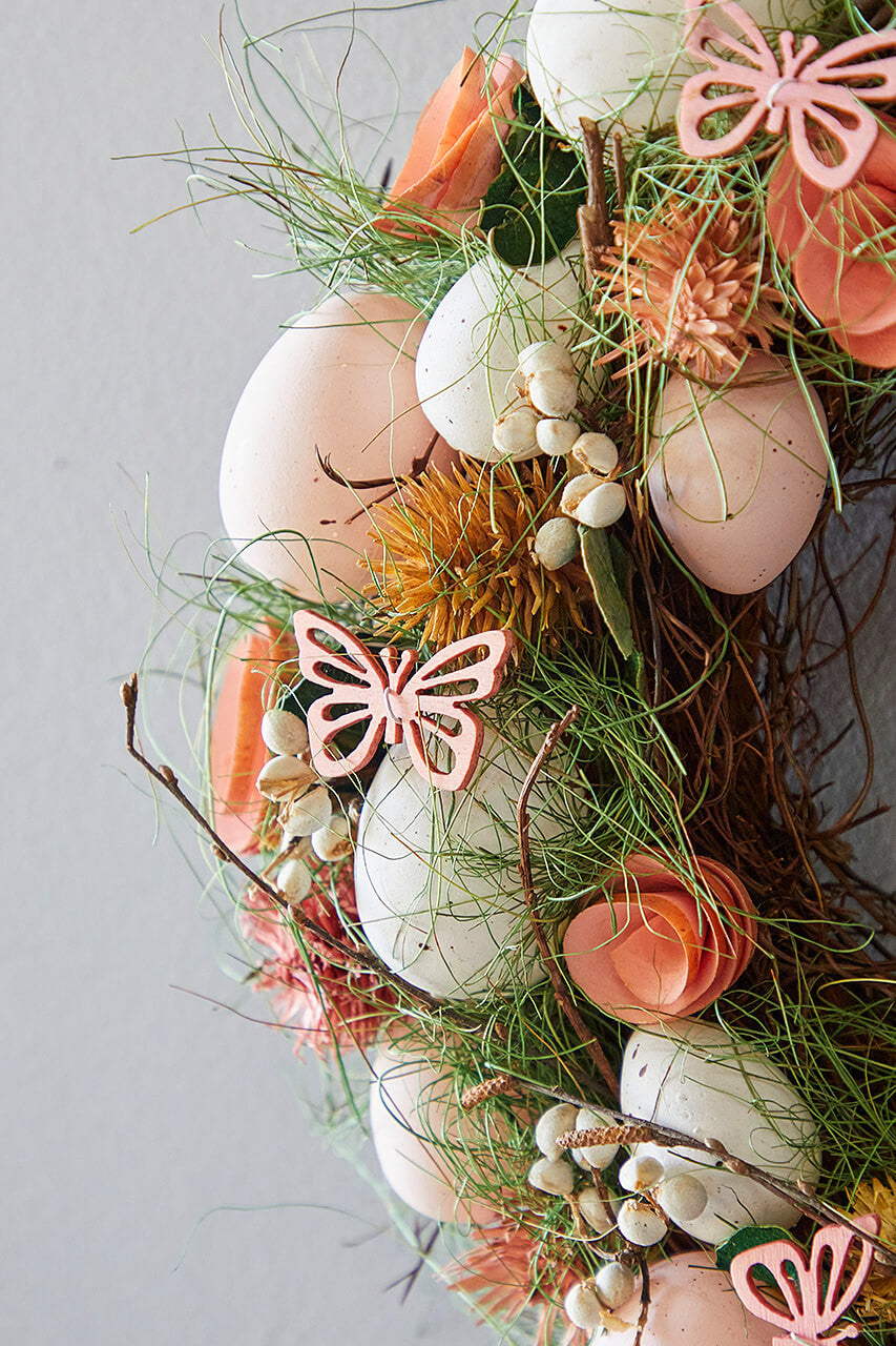 13" Easter Egg Wreath Spring Decorative Floral Hanging Accent