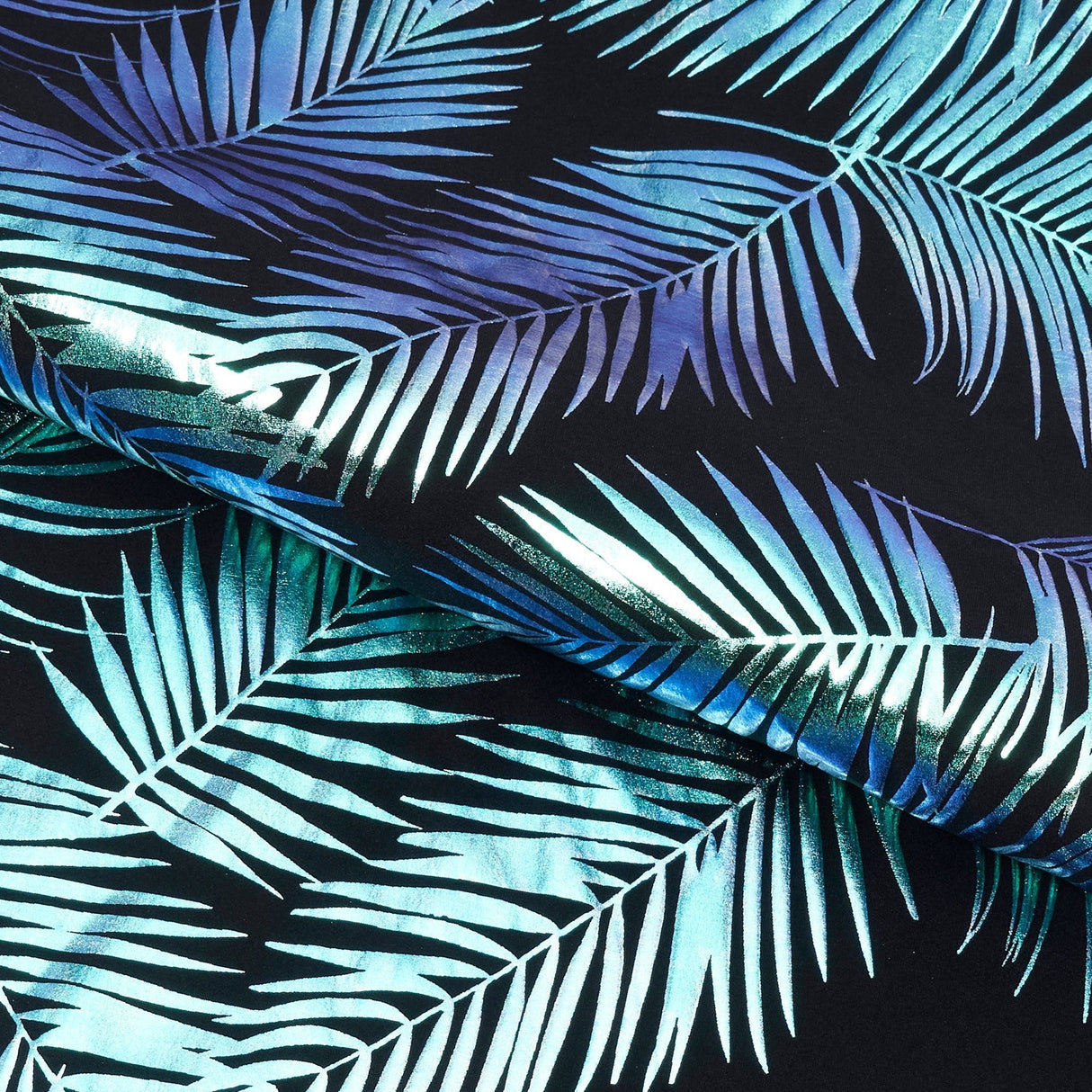 Foil Printed Spandex Palm Leaf