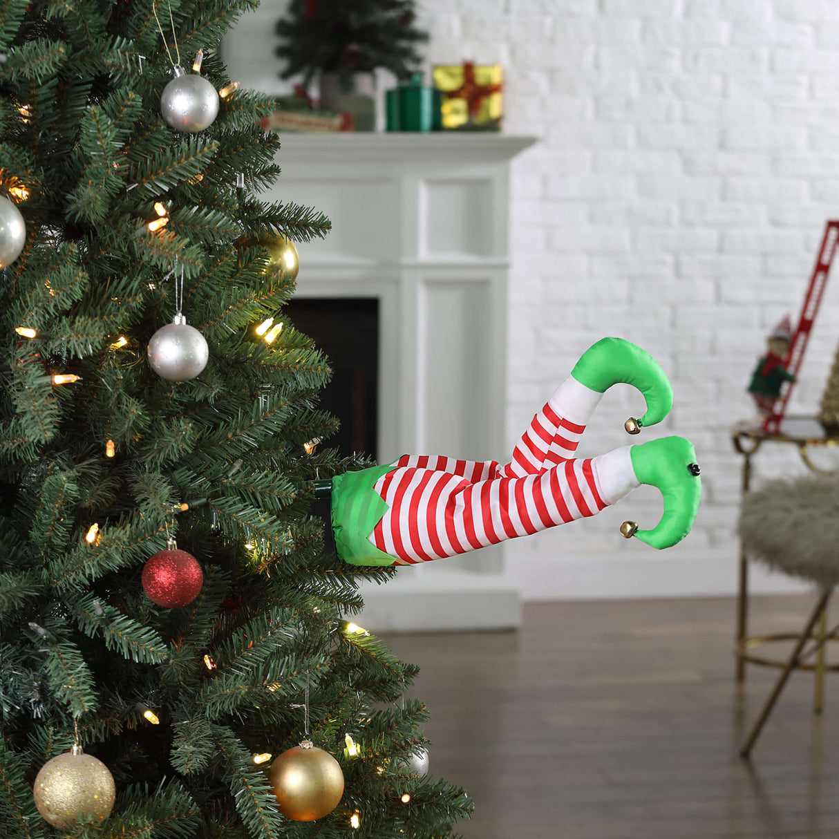 Animated Elf Kicking Legs Christmas Tree Decor 16Inch