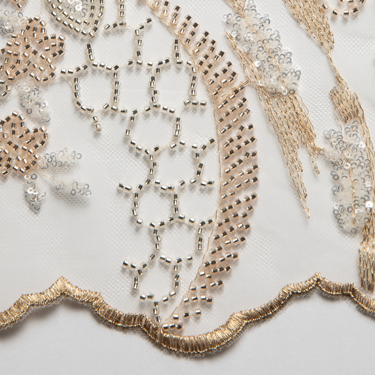 1 Yard Embroidered Beaded Lace Fabric with Sequins and Floral Pattern 100% Polyester 50/52" Wide