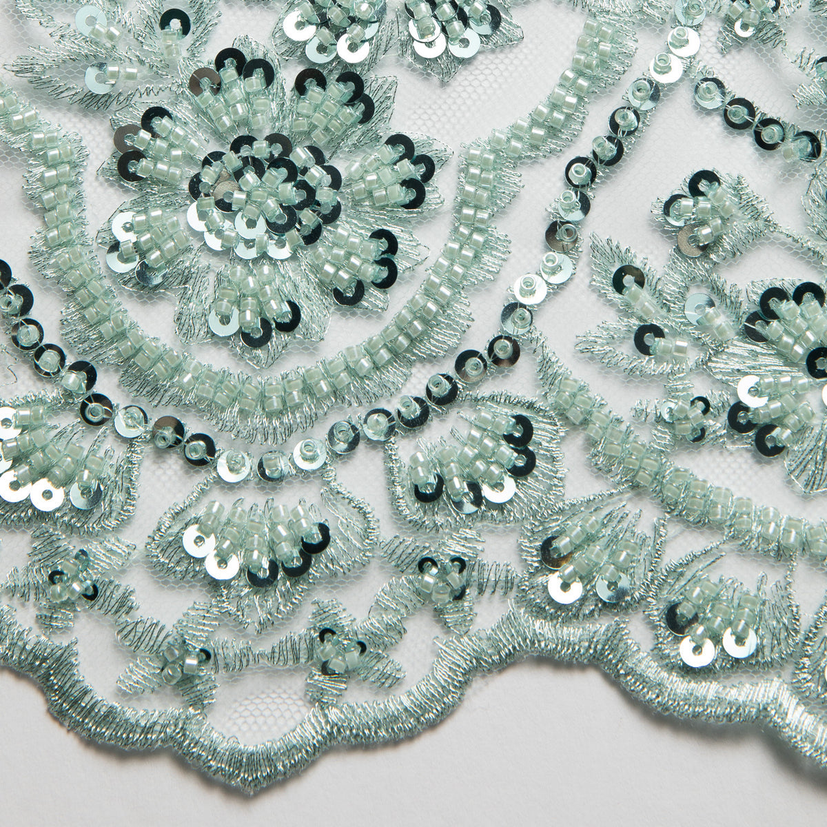 1 Yard 50/52" Wide Polyester for Wedding & Evening Gowns Embroidered Beaded Sequined Lace Fabric