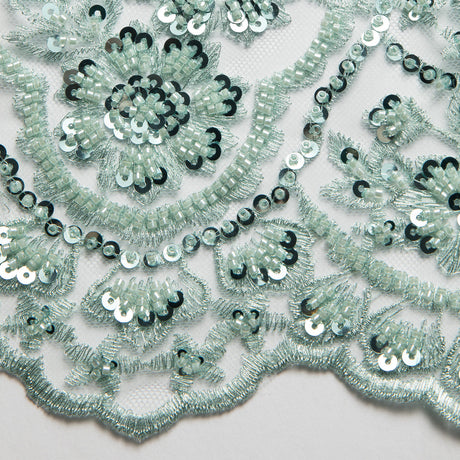 1 Yard 50/52" Wide Polyester for Wedding & Evening Gowns Embroidered Beaded Sequined Lace Fabric