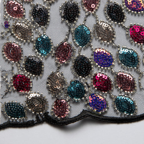 1 Yard 50/52" Wide Beaded & Sequined Lace Fabric Embroidered Polyester Mesh for Prom, Evening & Event Gowns