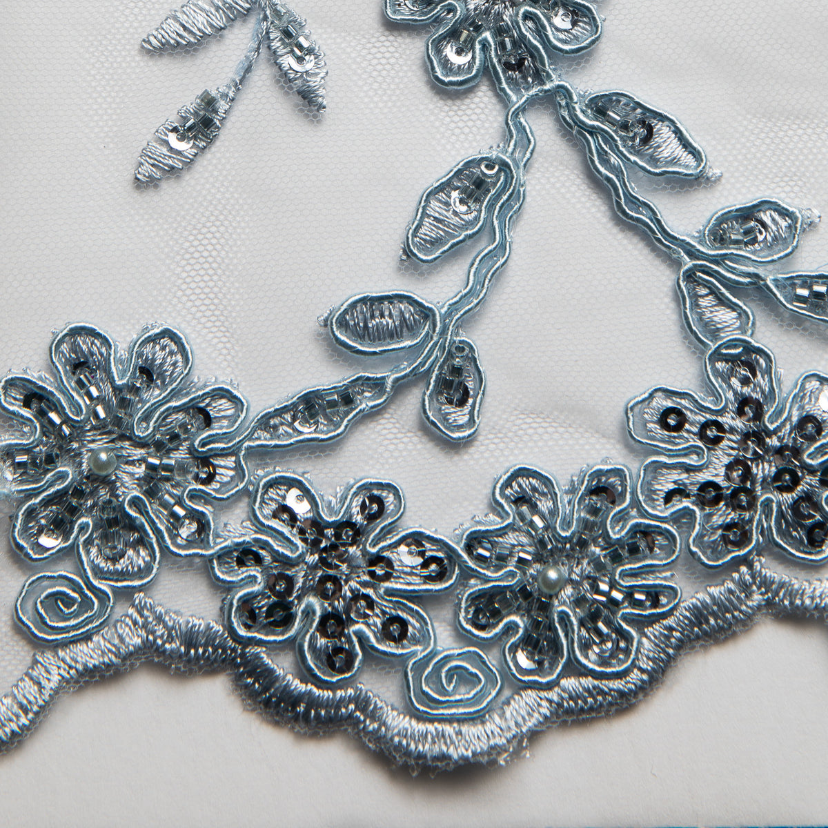 1 Yard 50/52" Wide 100% Polyester Embroidered Beaded & Sequined Lace Fabric