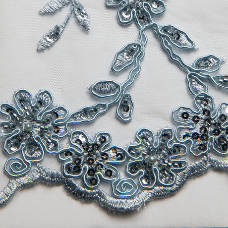 1 Yard 50/52" Wide 100% Polyester Embroidered Beaded & Sequined Lace Fabric