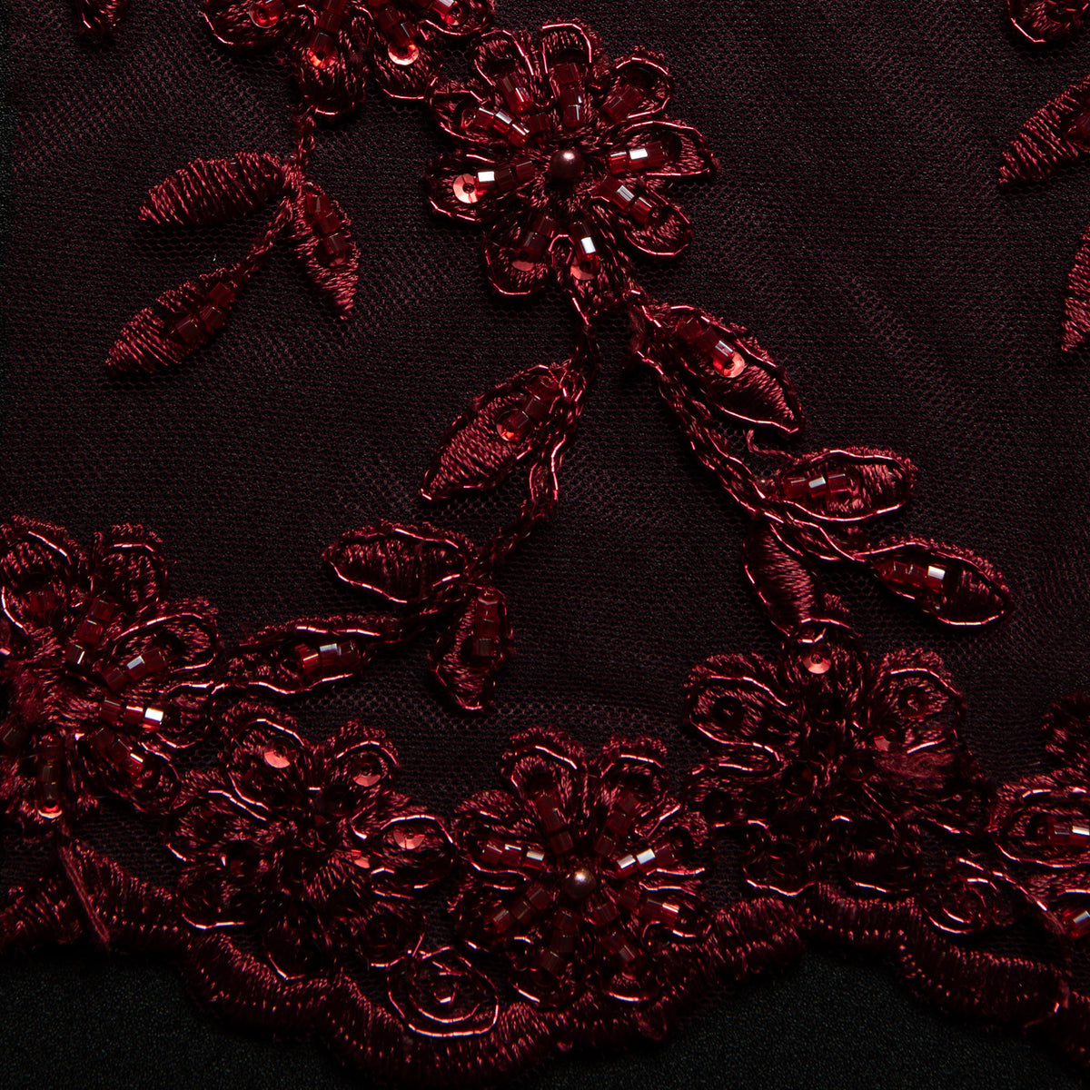 1 Yard 50/52" Wide Embroidered Beaded Sequined Lace Fabric with Genteel Floral Pattern Polyester