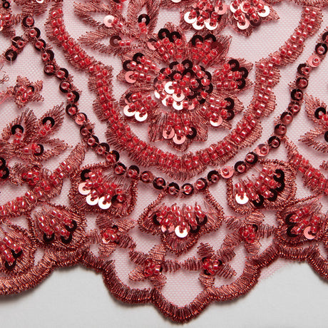 1 Yard Captivating Embroidered Beaded Sequined Lace Fabric with Intricate Pattern 50/52" Wide