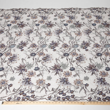 1 Yard Embroidered Beaded Lace Fabric with Sequins & Floral Pattern 50/52" Wide 100% Polyester