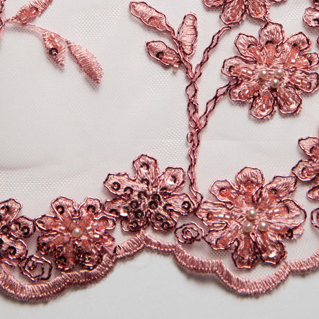 1 Yard 50/52" Wide 100% Polyester Embroidered Beaded & Sequined Lace Fabric