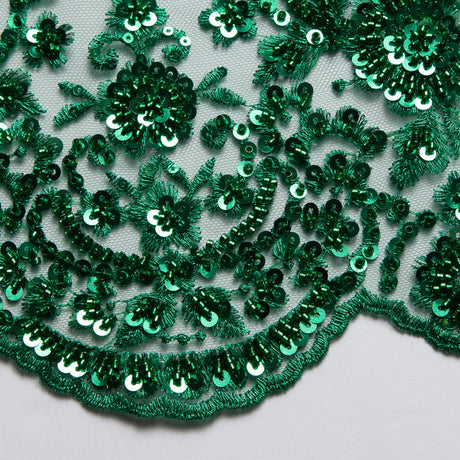 1 Yard Embroidered Beaded Sequined Lace Fabric with Intricate Pattern 50/52" Wide 100% Polyester Bridal & Gown Mesh