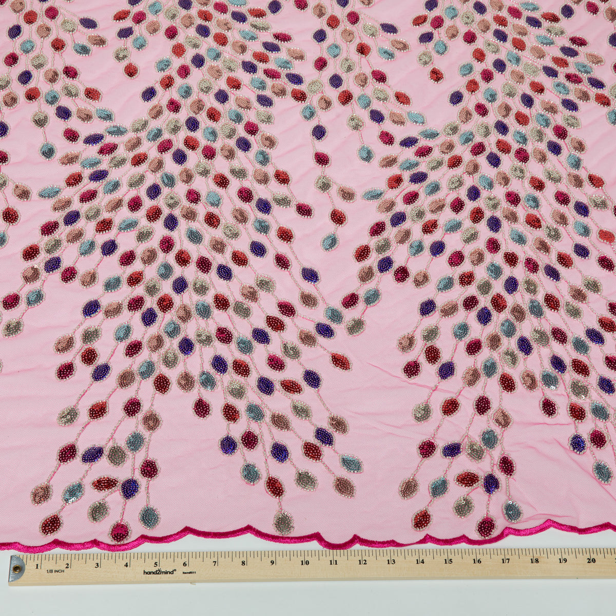 1 Yard Dazzling Polyester Embroidered Beaded Sequined Lace Fabric 50/52" Wide