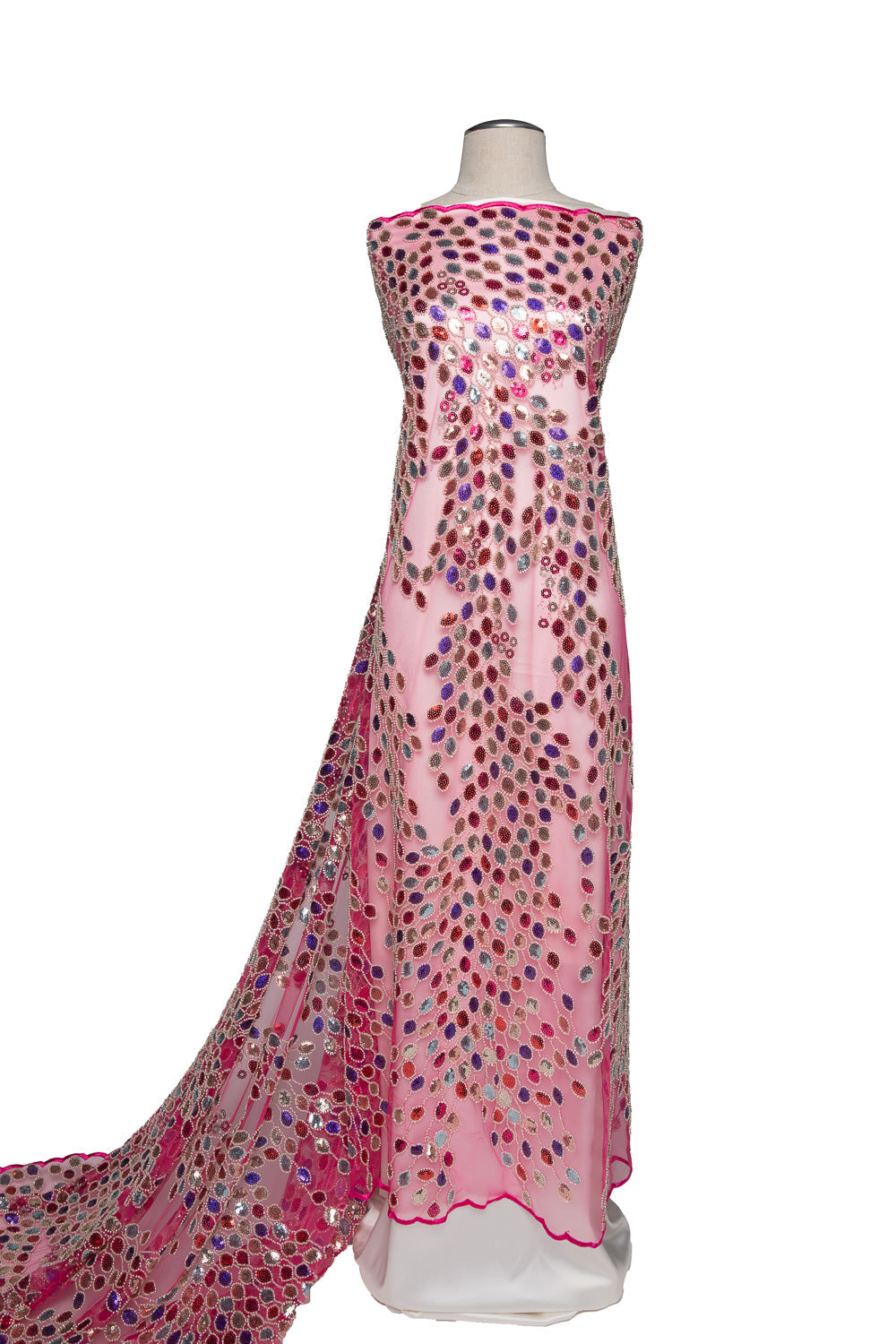 1 Yard 50/52" Wide Beaded & Sequined Lace Fabric Embroidered Polyester Mesh for Prom, Evening & Event Gowns