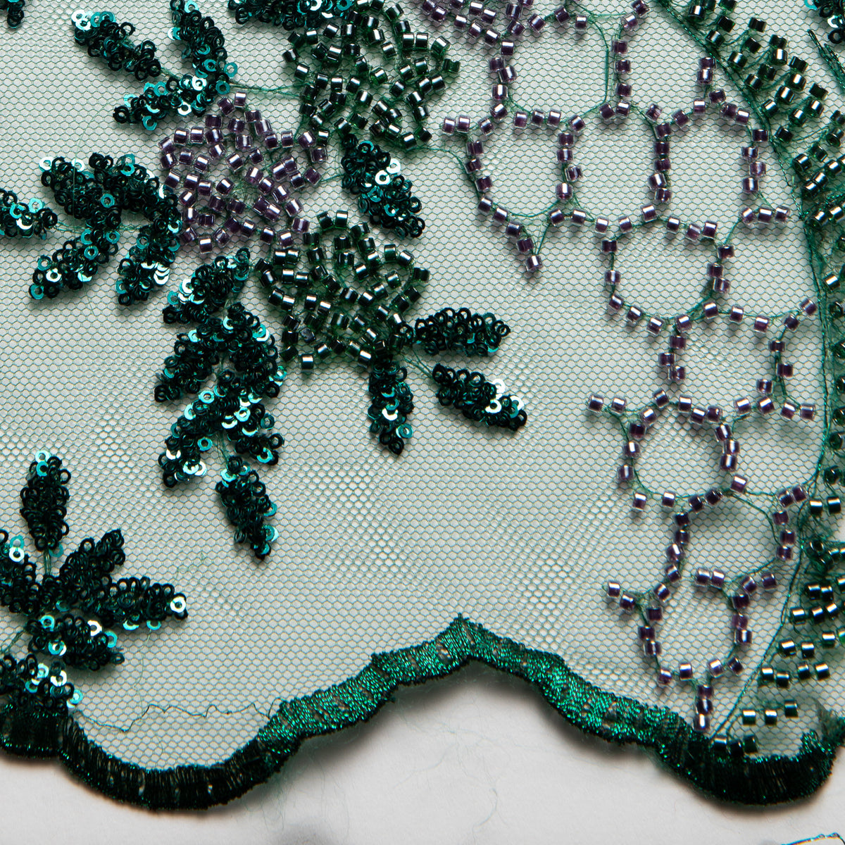 1 Yard Embroidered Beaded Lace Fabric with Sequins and Floral Pattern 100% Polyester 50/52" Wide