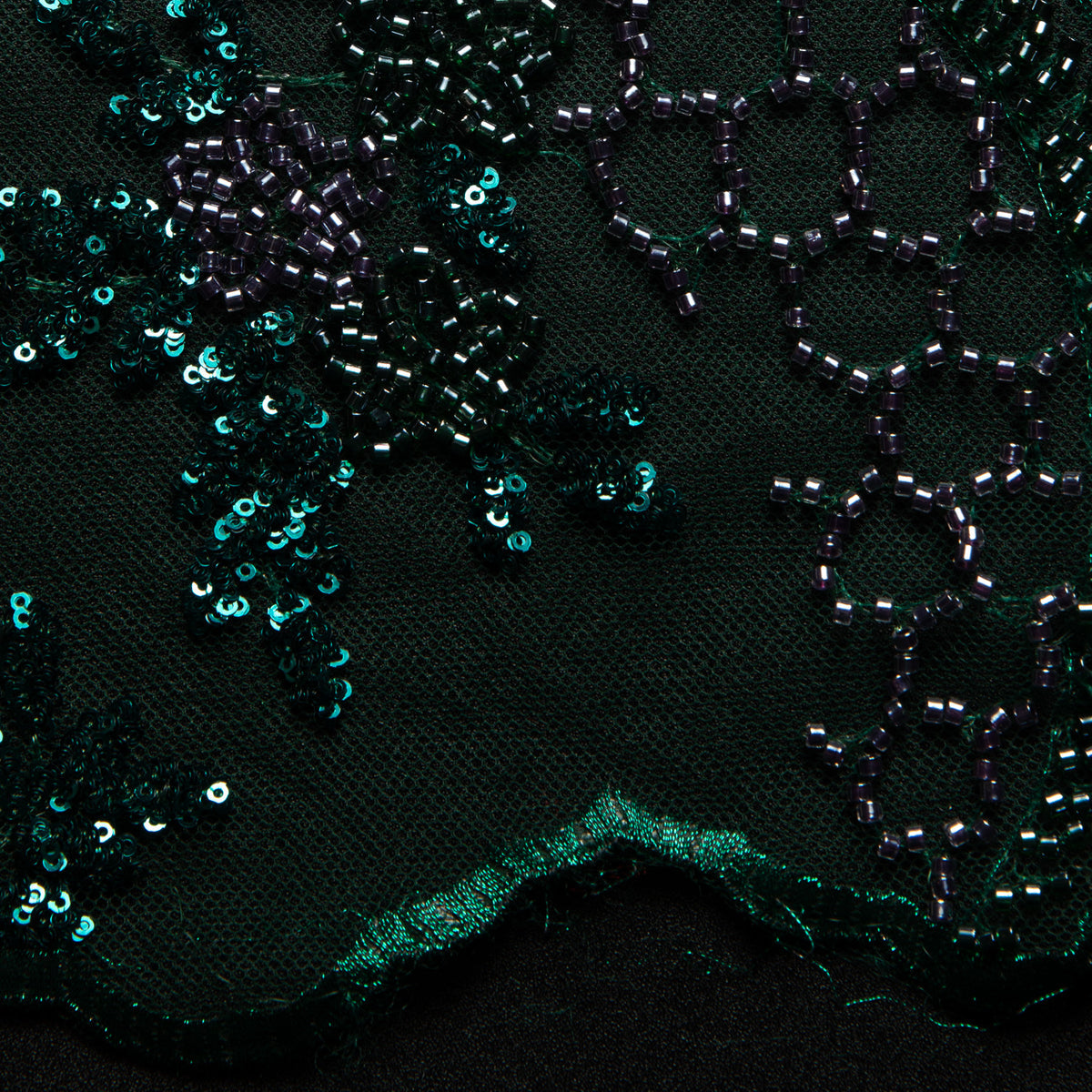 1 Yard Embroidered Beaded Lace Fabric with Sequins and Floral Pattern 100% Polyester 50/52" Wide