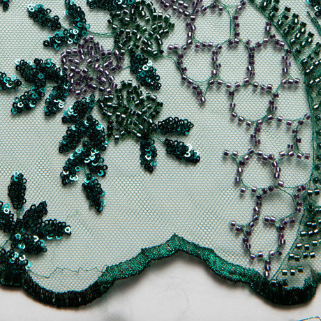 1 Yard Embroidered Beaded Lace Fabric with Sequins and Floral Pattern, 50/52" Wide, 100% Polyester