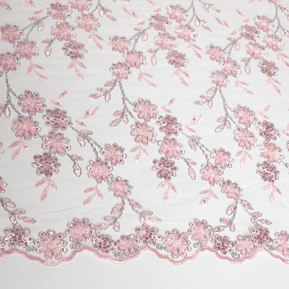 1 Yard 50/52" Wide 100% Polyester Embroidered Beaded & Sequined Lace Fabric