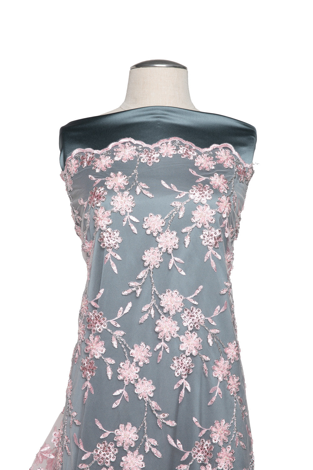 1 Yard 50/52" Wide 100% Polyester Embroidered Beaded & Sequined Lace Fabric