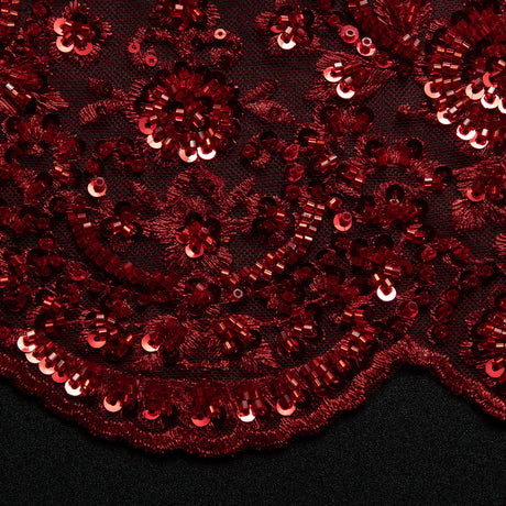1 Yard Dazzling Embroidered Beaded Sequined Lace Fabric with Intricate Pattern 50/52" Wide