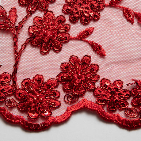 1 Yard 50/52" Wide 100% Polyester Embroidered Beaded & Sequined Lace Fabric