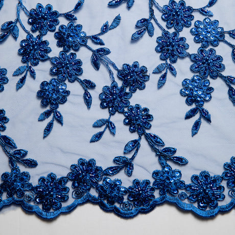 1 Yard 50/52" Wide 100% Polyester Embroidered Beaded & Sequined Lace Fabric