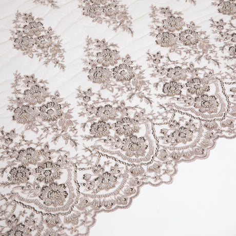 1 Yard 50/52" Wide Polyester for Wedding & Evening Gowns Embroidered Beaded Sequined Lace Fabric