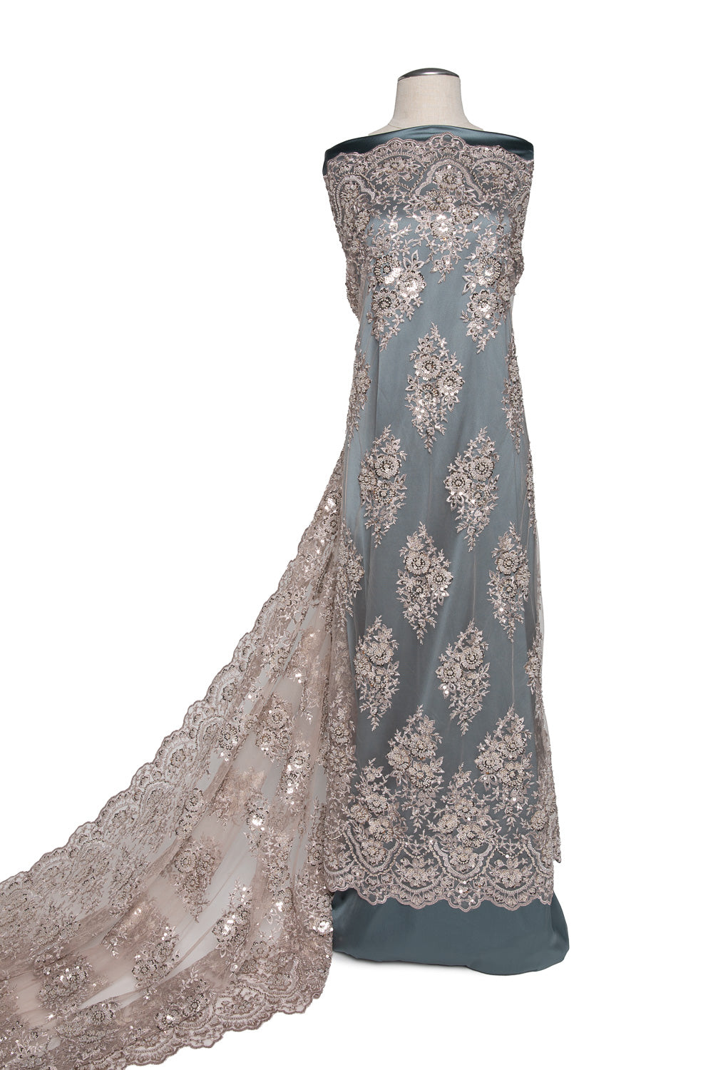 1 Yard 50/52" Wide Polyester for Wedding & Evening Gowns Embroidered Beaded Sequined Lace Fabric