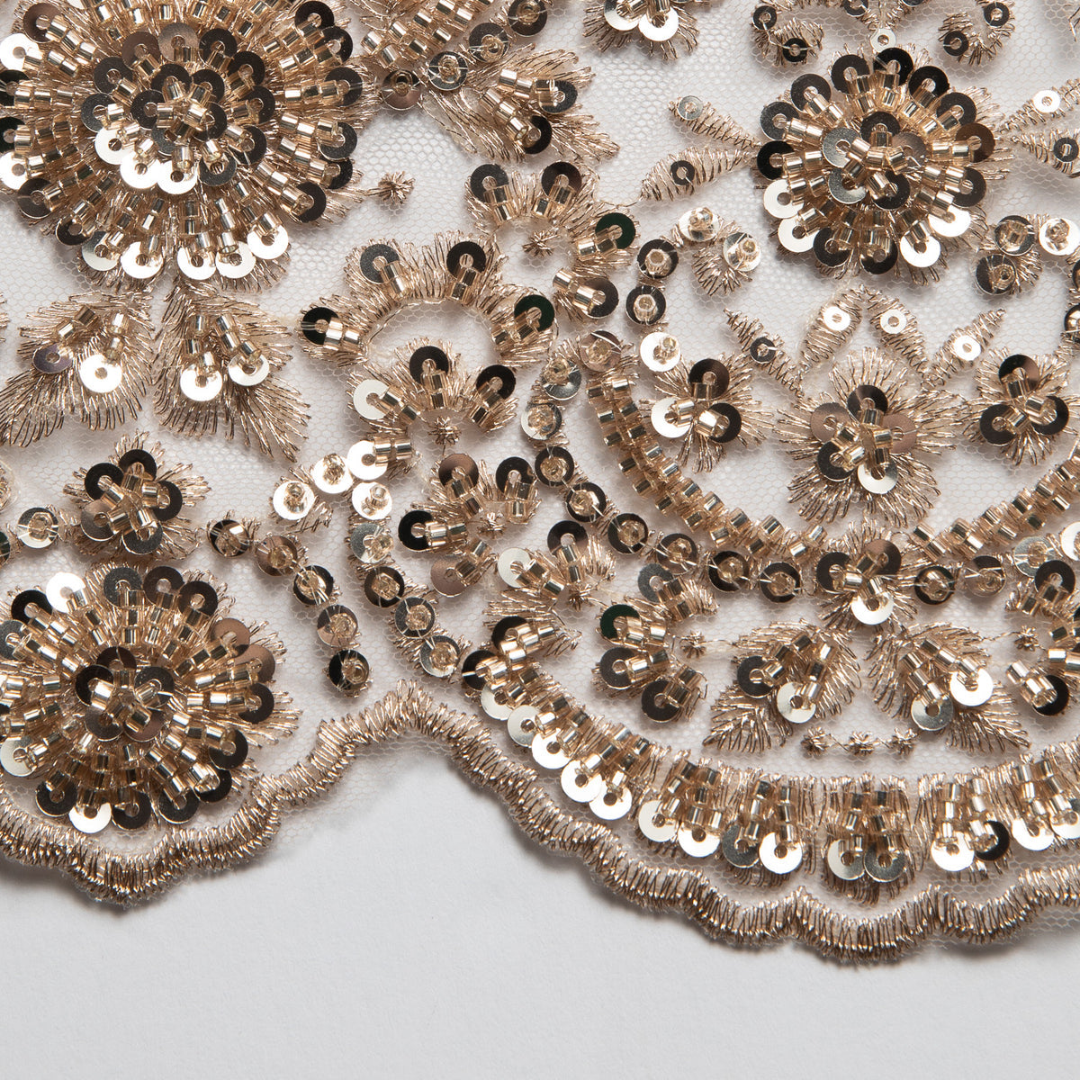 1 Yard Embroidered Beaded Sequined Lace Fabric with Intricate Pattern 50/52" Wide 100% Polyester Bridal & Gown Mesh