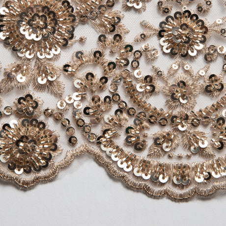 1 Yard Embroidered Beaded Sequined Lace Fabric with Intricate Pattern 50/52" Wide 100% Polyester Bridal & Gown Mesh