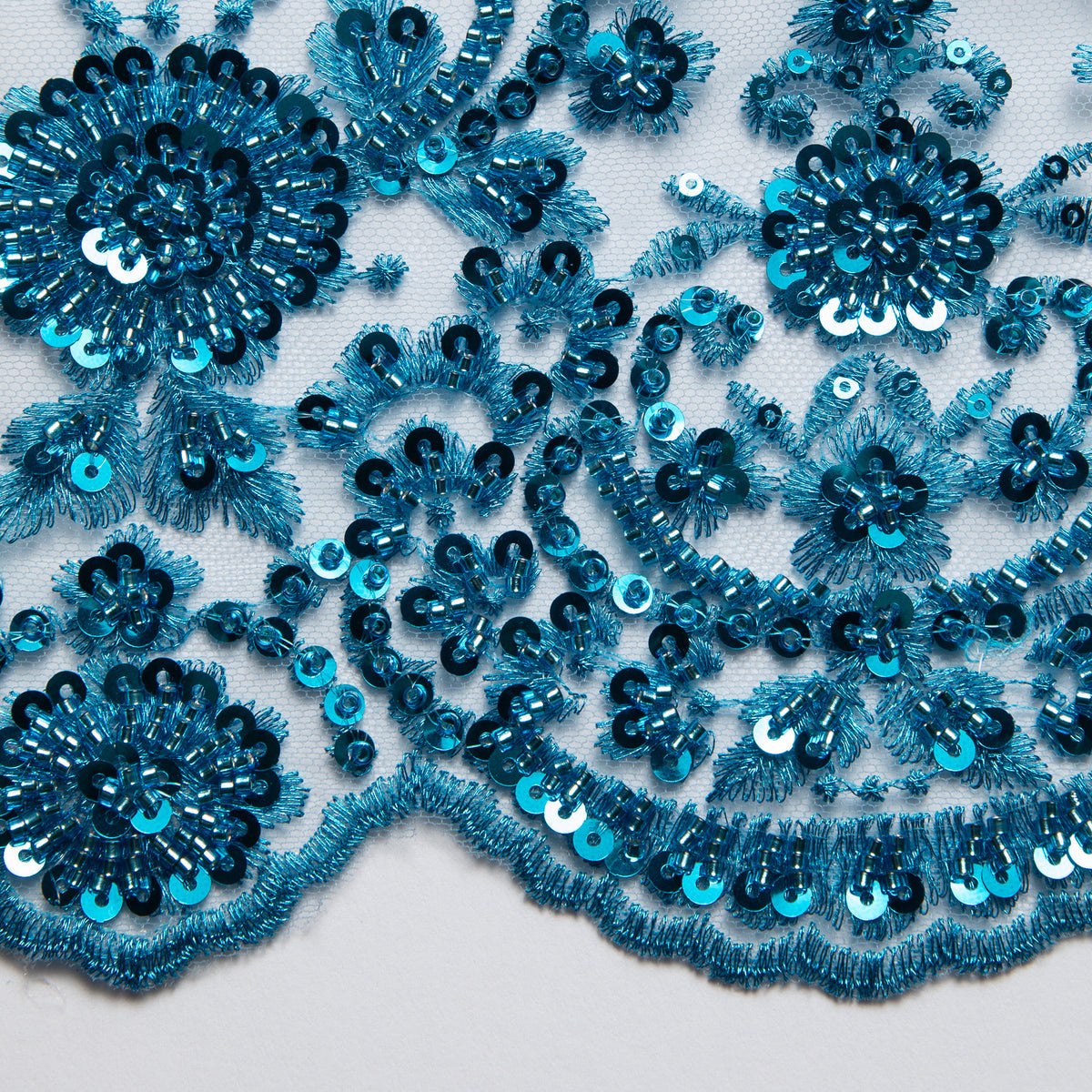 1 Yard Embroidered Beaded Sequined Lace Fabric with Intricate Pattern 50/52" Wide 100% Polyester Bridal & Gown Mesh