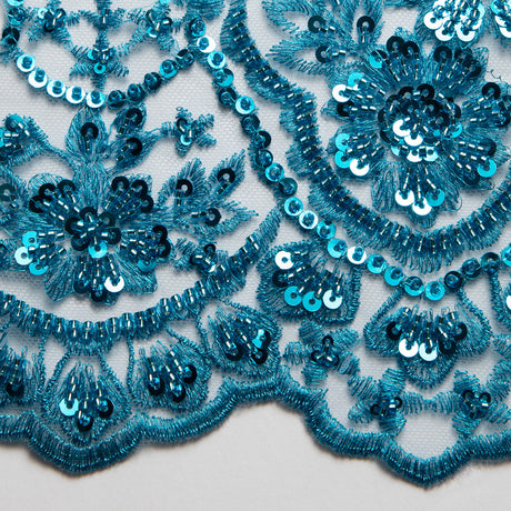 1 Yard Captivating Embroidered Beaded Sequined Lace Fabric with Intricate Pattern 50/52" Wide