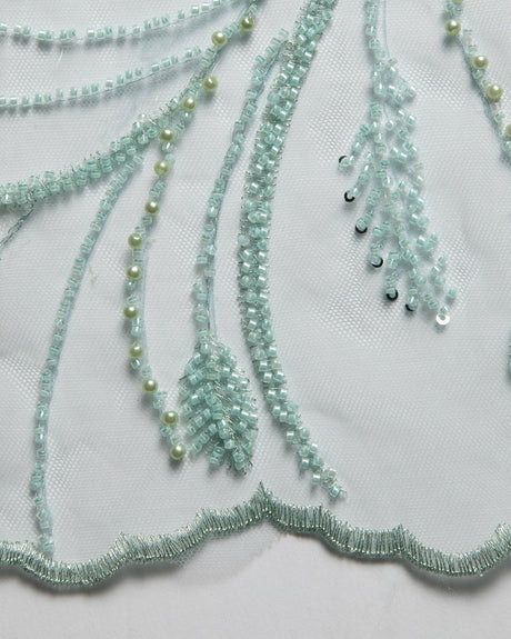 1 Yard Floral Embroidered Beaded & Sequined Lace Fabric 50/52" Wide Polyester for Wedding & Evening Gowns