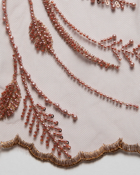 1 Yard Floral Embroidered Beaded & Sequined Lace Fabric 50/52" Wide Polyester for Wedding & Evening Gowns