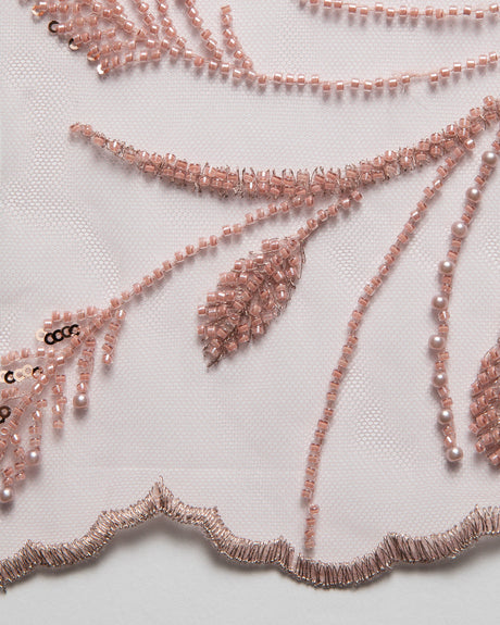 1 Yard Embroidered Beaded & Sequined Lace Fabric with Floral Pattern, 50/52" Wide 100% Polyester