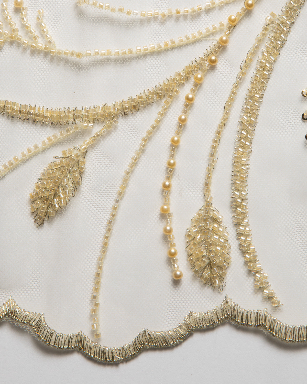 1 Yard Floral Embroidered Beaded & Sequined Lace Fabric 50/52" Wide Polyester for Wedding & Evening Gowns