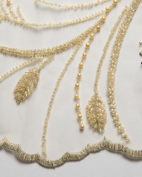 1 Yard Floral Embroidered Beaded & Sequined Lace Fabric 50/52" Wide Polyester for Wedding & Evening Gowns