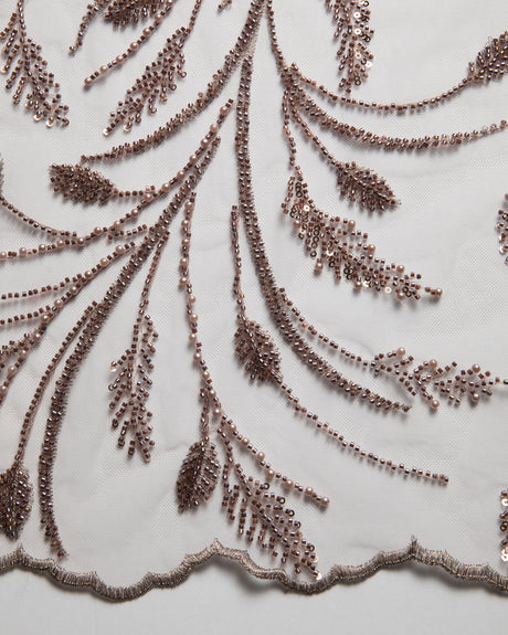 1 Yard Floral Embroidered Beaded & Sequined Lace Fabric 50/52" Wide Polyester for Wedding & Evening Gowns