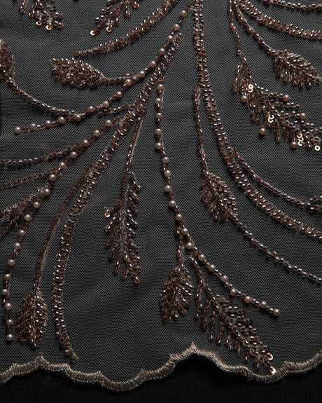 1 Yard Embroidered Beaded & Sequined Lace Fabric with Floral Pattern, 50/52" Wide 100% Polyester