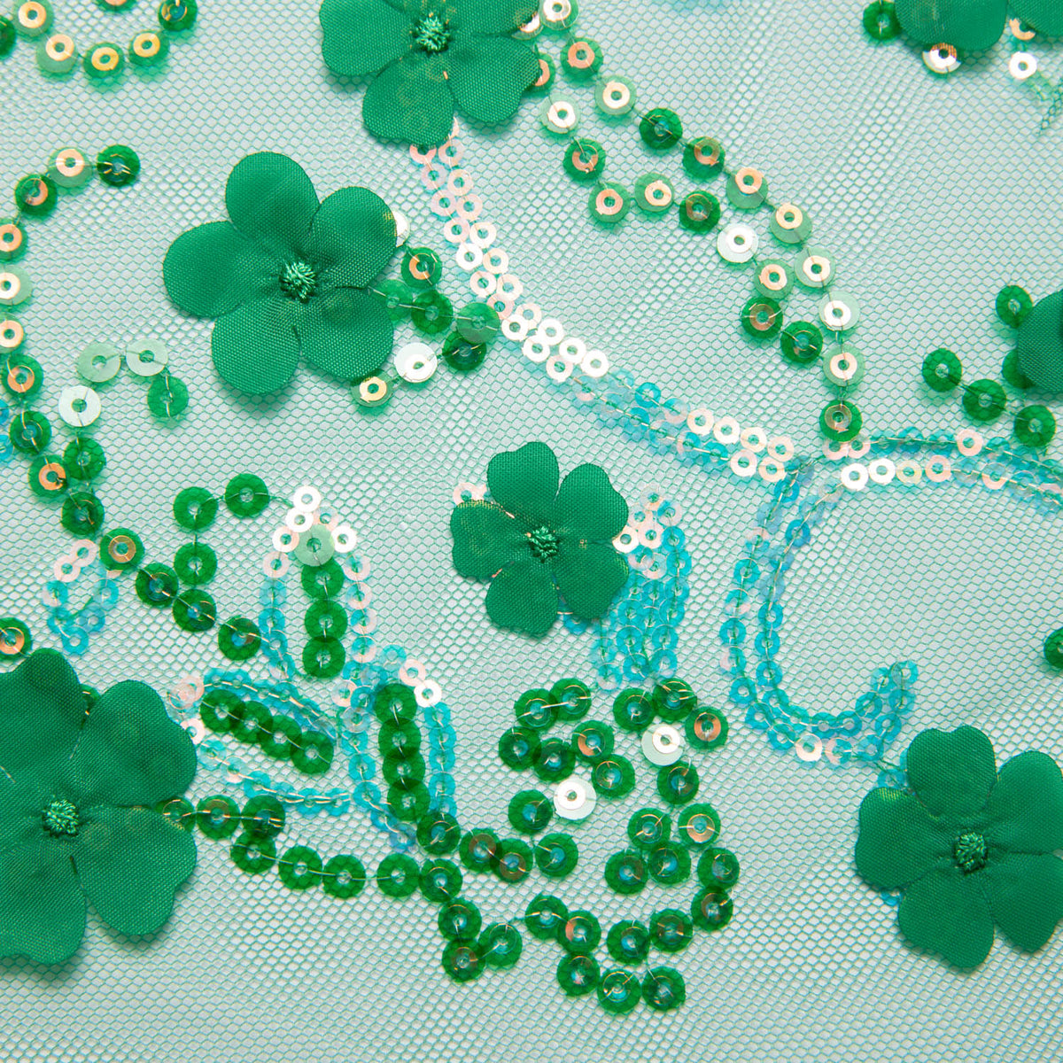 1 Yard Tulle Lace Fabric Embroidered with Applique and Incredible 3D Floral Pattern, 52" Wide